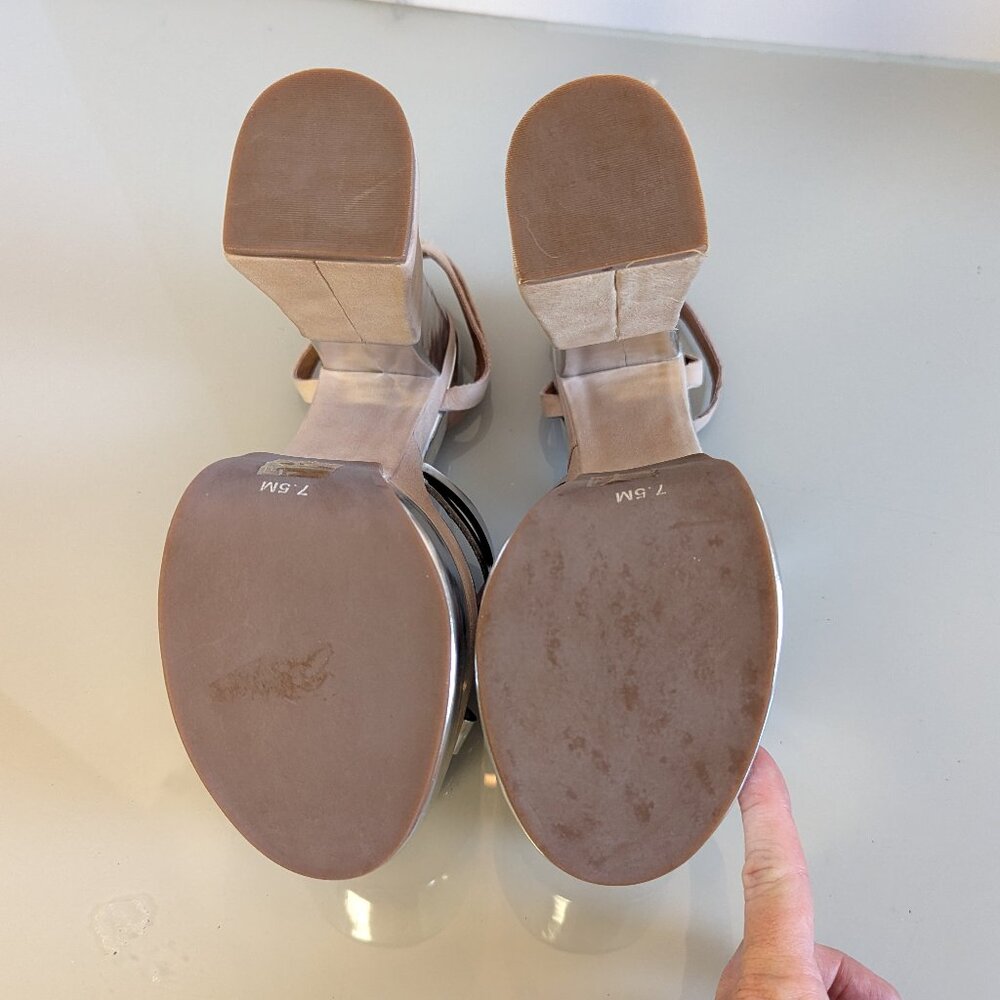 Jeffrey Campbell Y2K Nude Chrome Ambrose Platform Heels Shiny Ankle Strap NEW - Picture 5 of 12